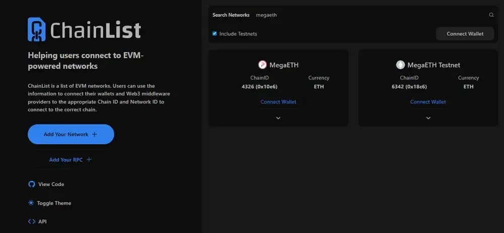 MegaETH ChainList