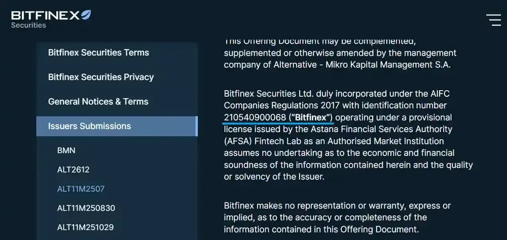 Bitfinex Licenses and Regulations