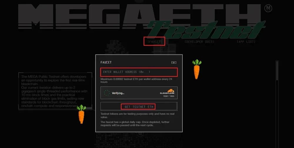 Comment réclamerTestnet  MegaETH  surTestnet