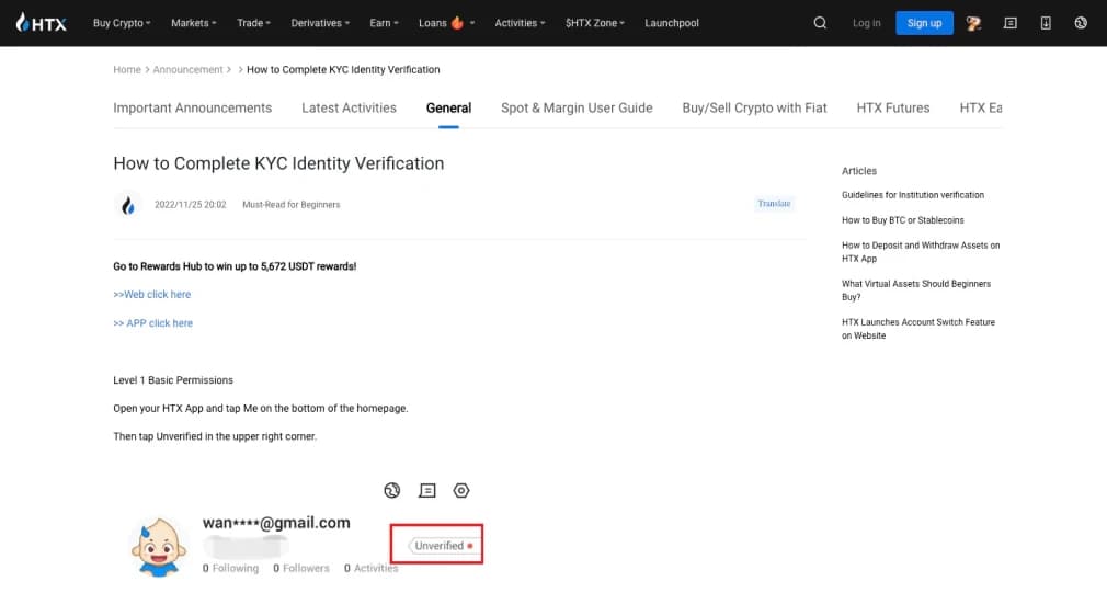 HTX KYC Requirements.