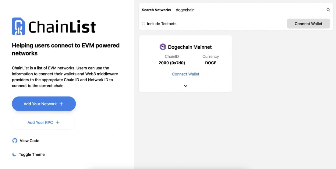 Add Dogechain to MetaMask