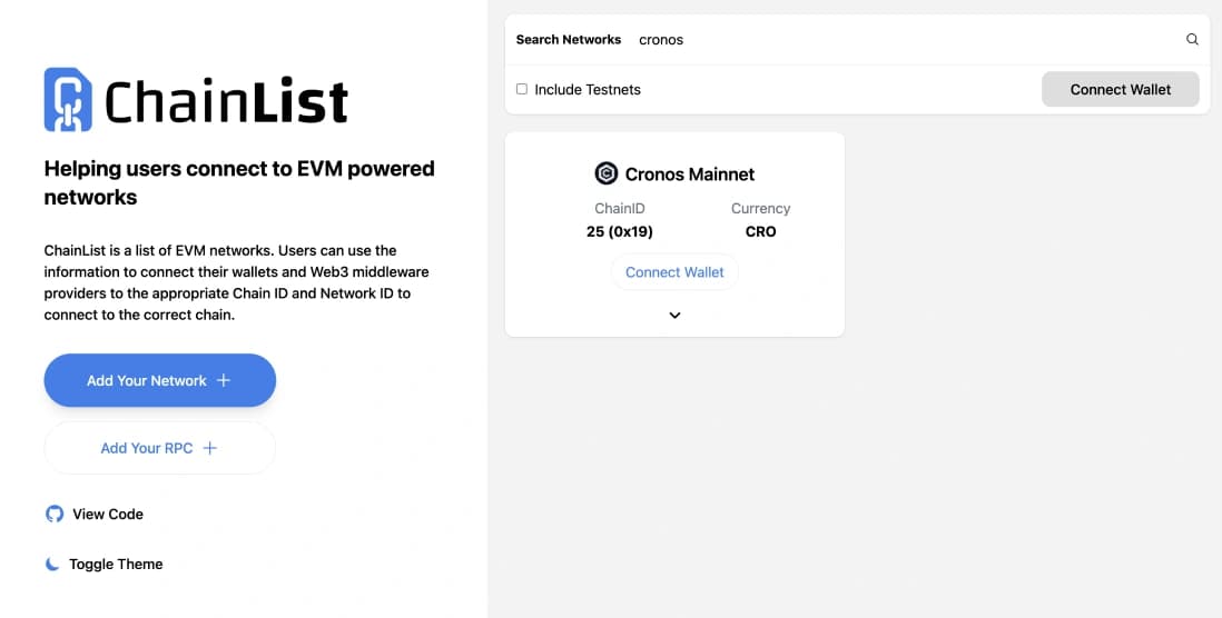 Ajouter Cronos  MetaMask