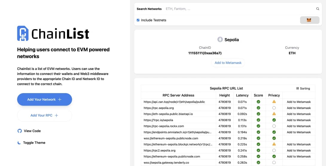 Añadir Sepolia  MetaMask