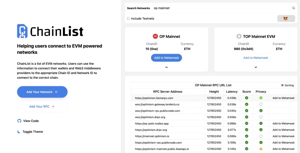 Add Optimism to MetaMask