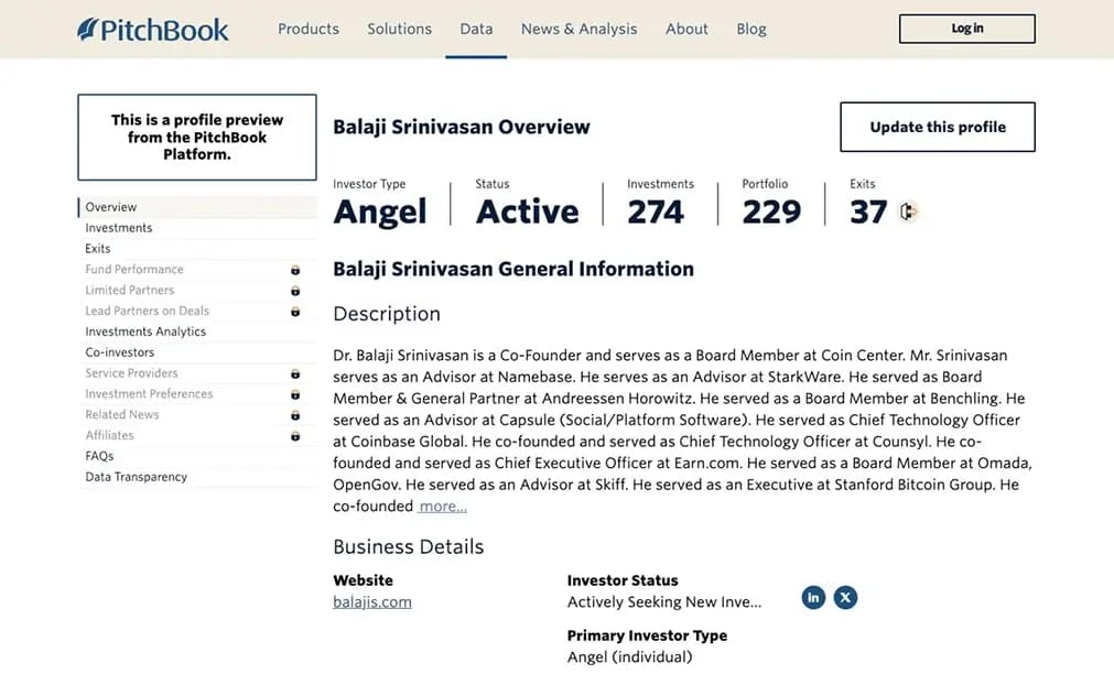 Balaji Srinivasan的投资组合。