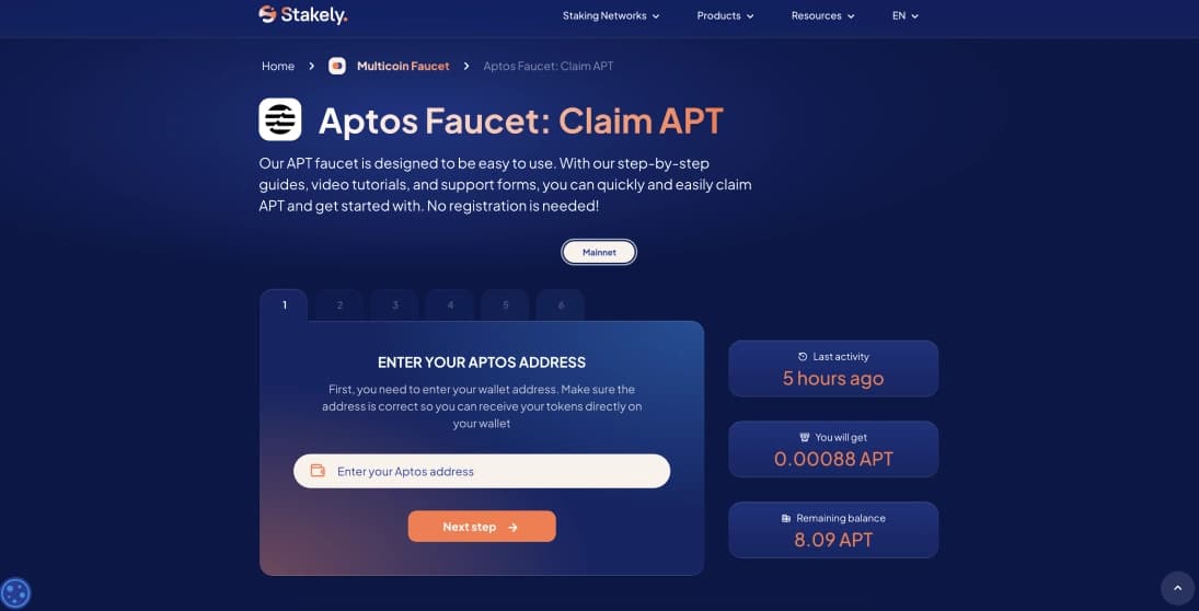 Get Aptos Testnet Tokens