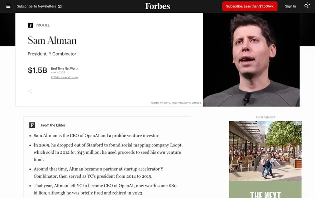 La fortune Sam Altman .