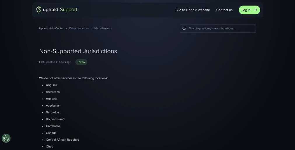 Uphold страны Uphold