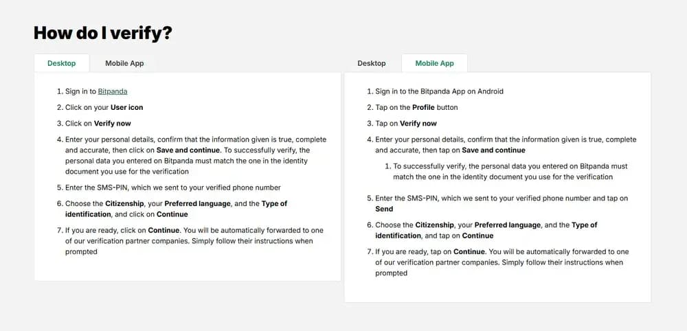 Bitpanda KYC Requirements
