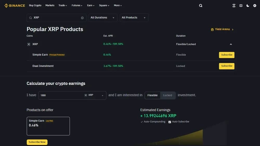 Binance XRP Staking