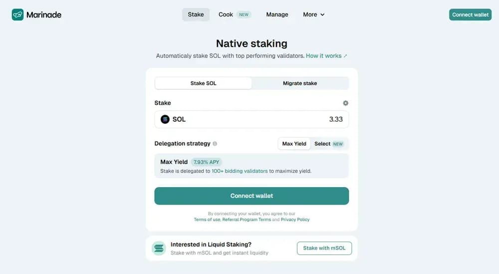 Marinade : Staking  deSolana  Phantom