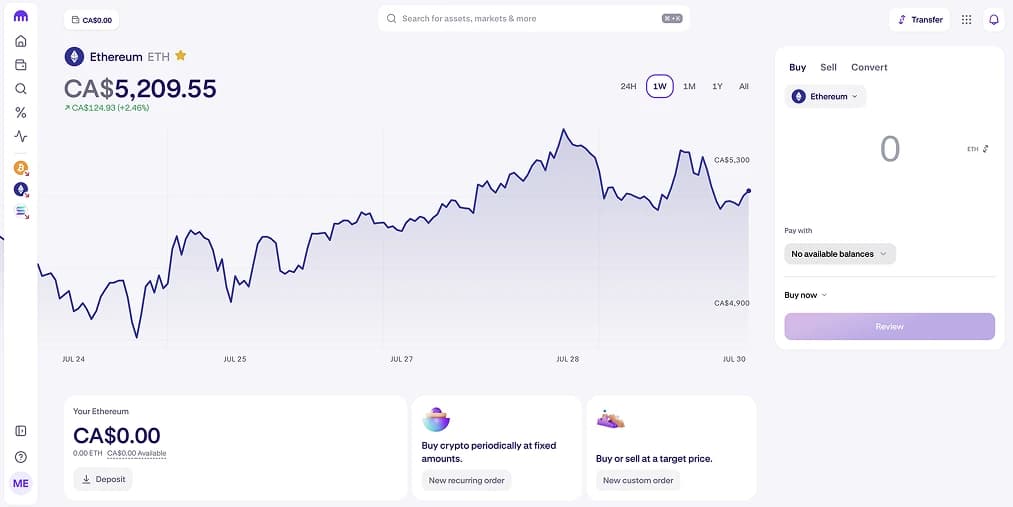 Compra Bitcoin  criptomonedas con Wealthsimple
