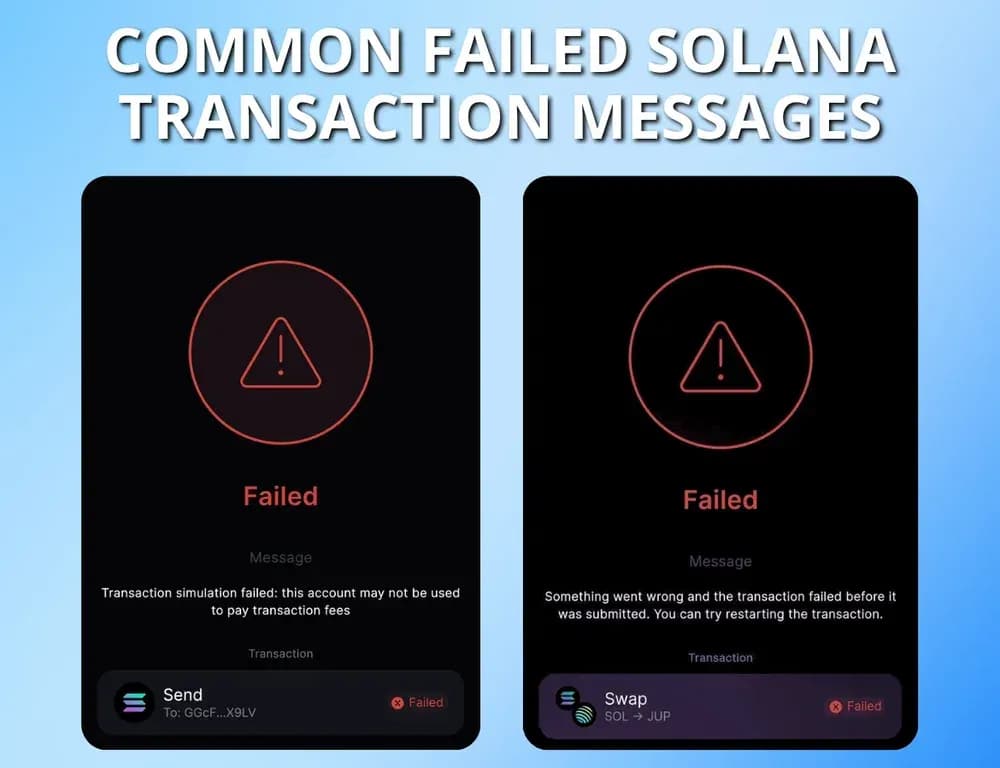 رسائل فشل Solana الشائعة