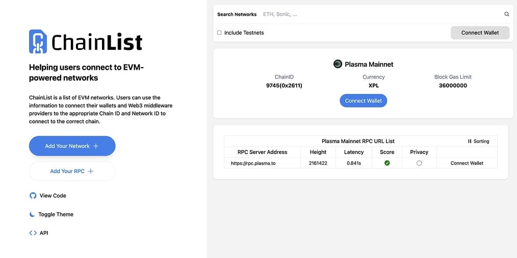 Connect Plasma to MetaMask