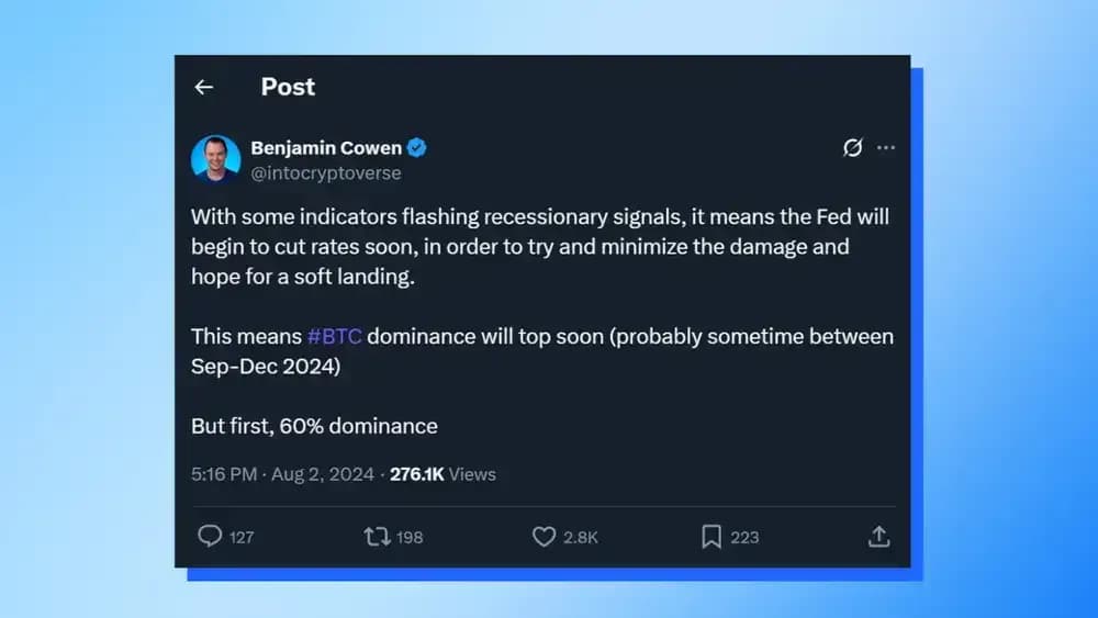 Ben Cowen Prediction 1 