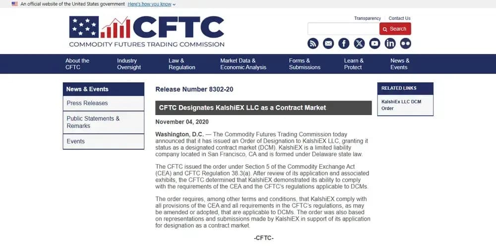 CFTC deCFTC pour Kalshi