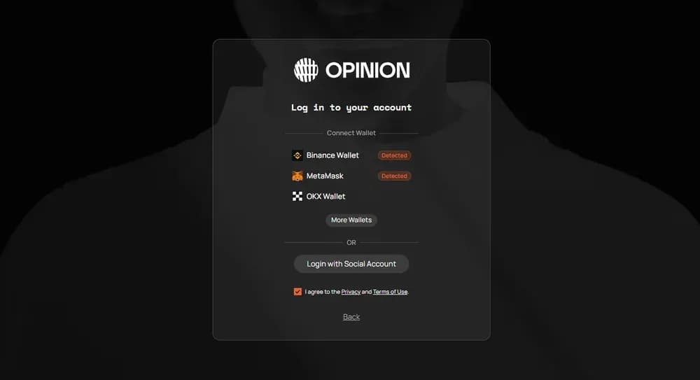 Opinion Trade Connect Your Wallet or Social Account