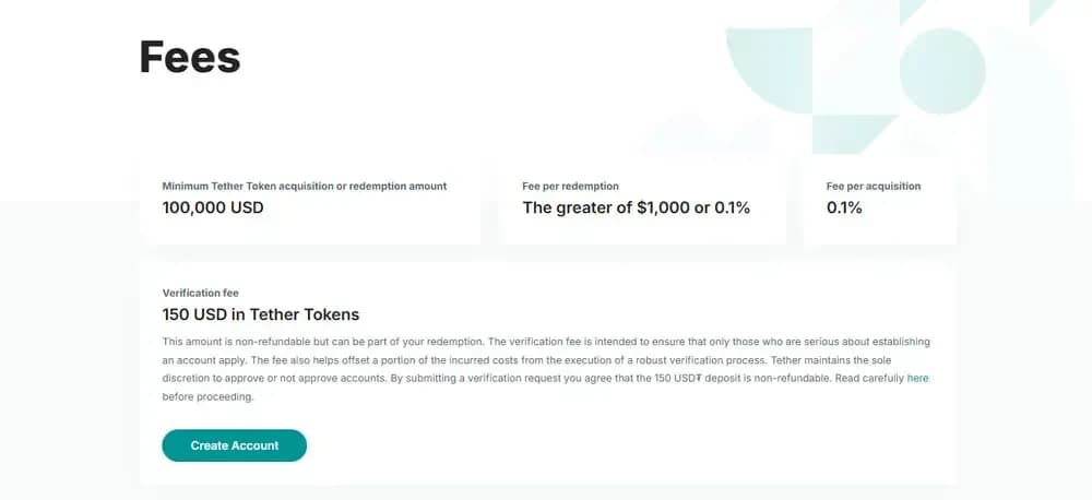 Tether Fees