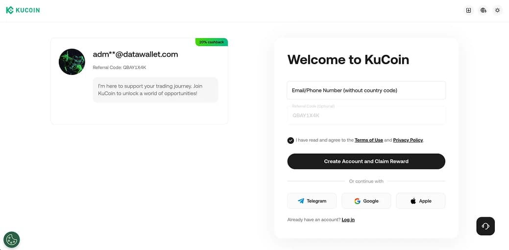 Utilisez un code KuCoin