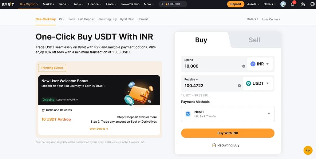 شراء Tether USDT) في الهند