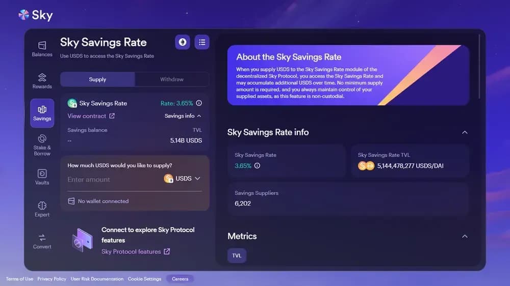 Yield du stablecoin Sky Lending