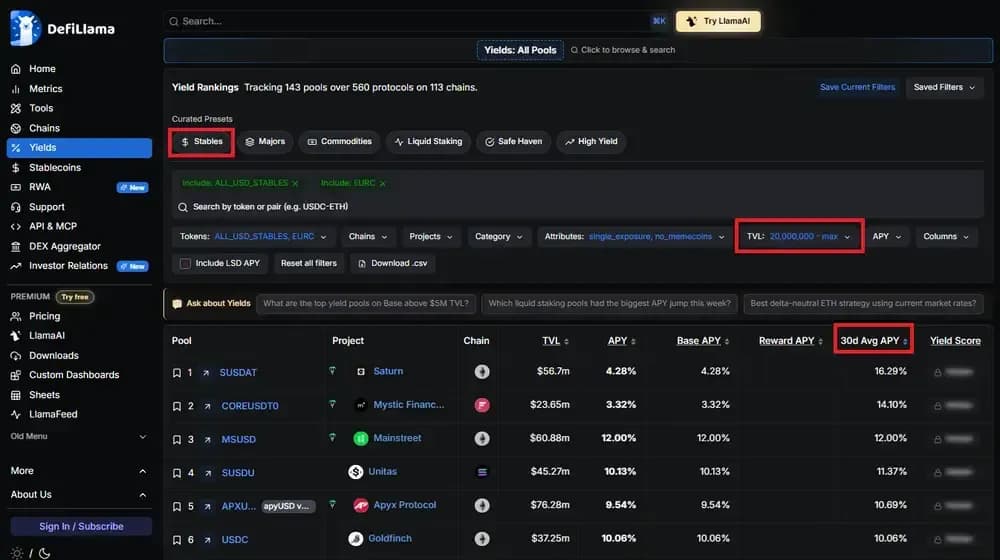 Comment trouver des pools de stablecoins offrant APY élevé