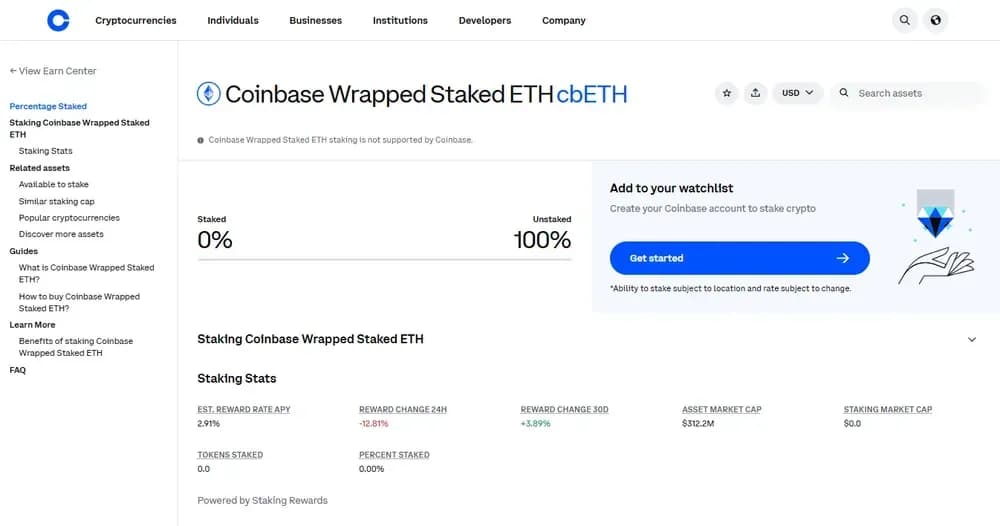 ETH staké sur Coinbase