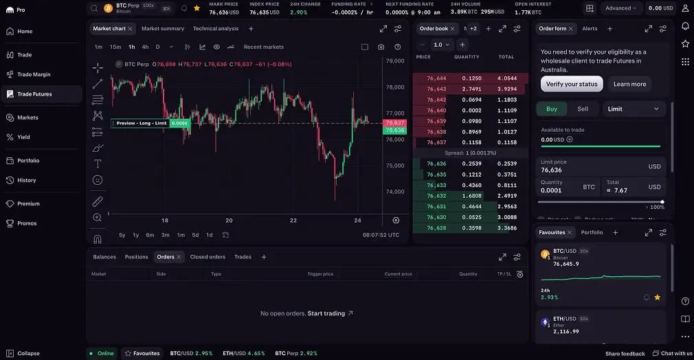 7. Kraken - Cheapest Regulated Exchange for US, UK, Canada and Australia