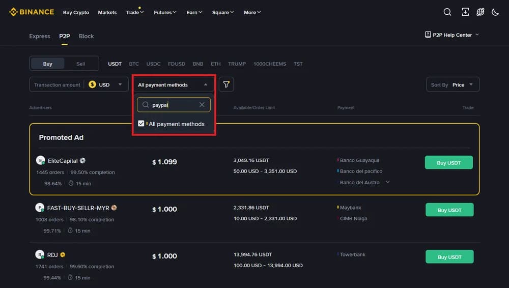 هل يمكنني الإيداع من PayPal إلى Binance؟