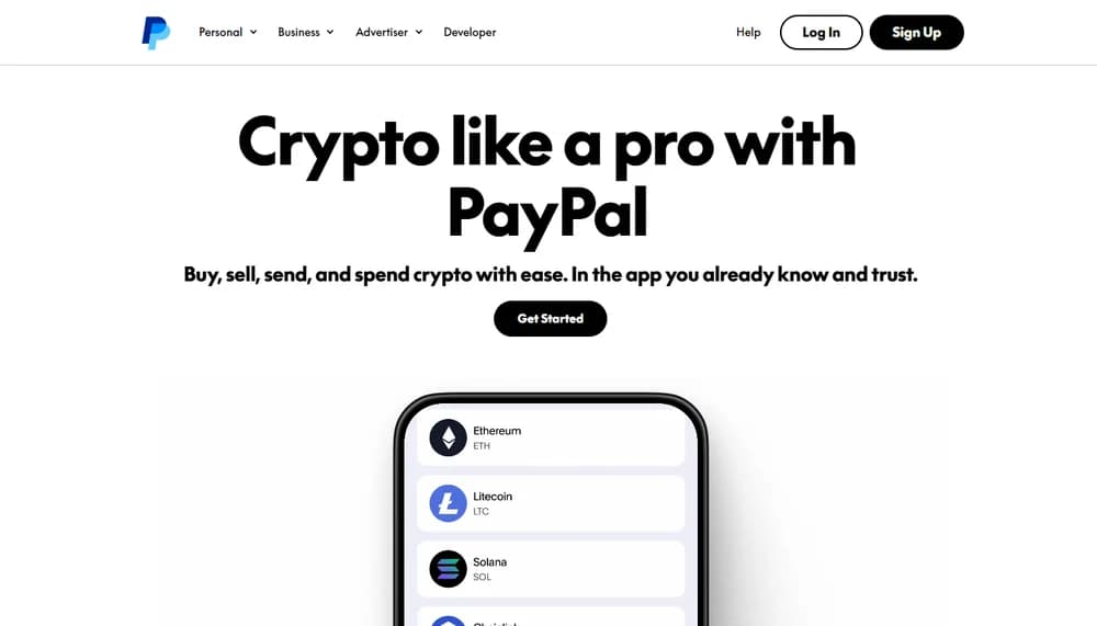 منصة PayPal للعملات المشفرة