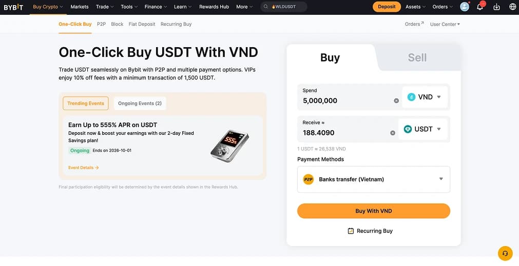 Buy Tether (USDT) in Vietnam