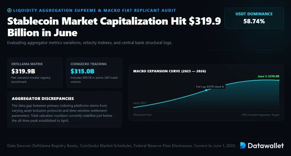 La capitalización de mercado de las stablecoins alcanzó los 319 900 millones de dólares en junio