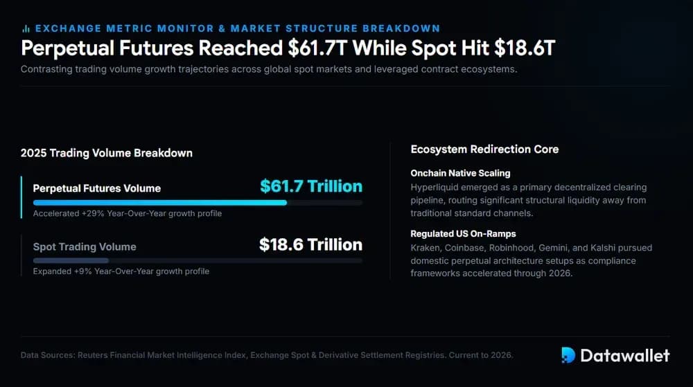 Perpetual Futures Reached $61.7T While Spot Hit $18.6T