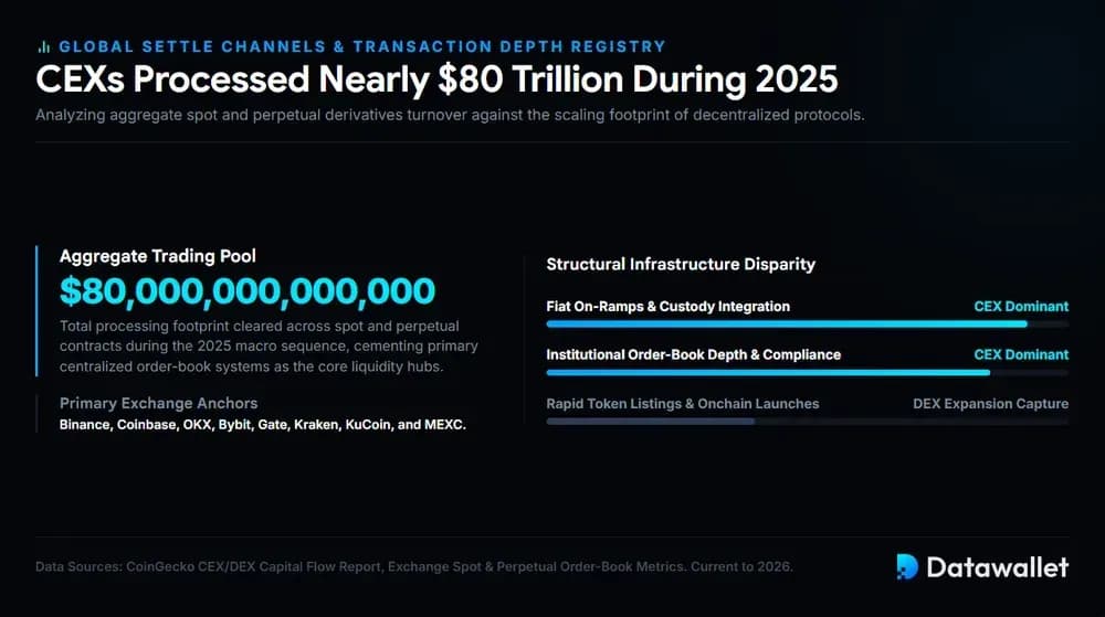 CEXs Processed Nearly $80 Trillion During 2025