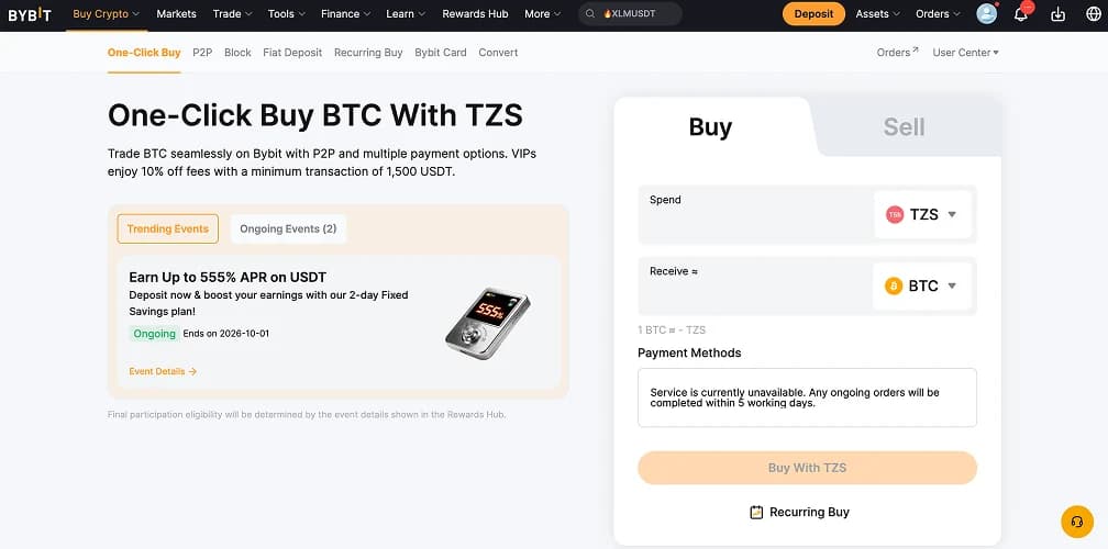 Bybit TZS Blocked