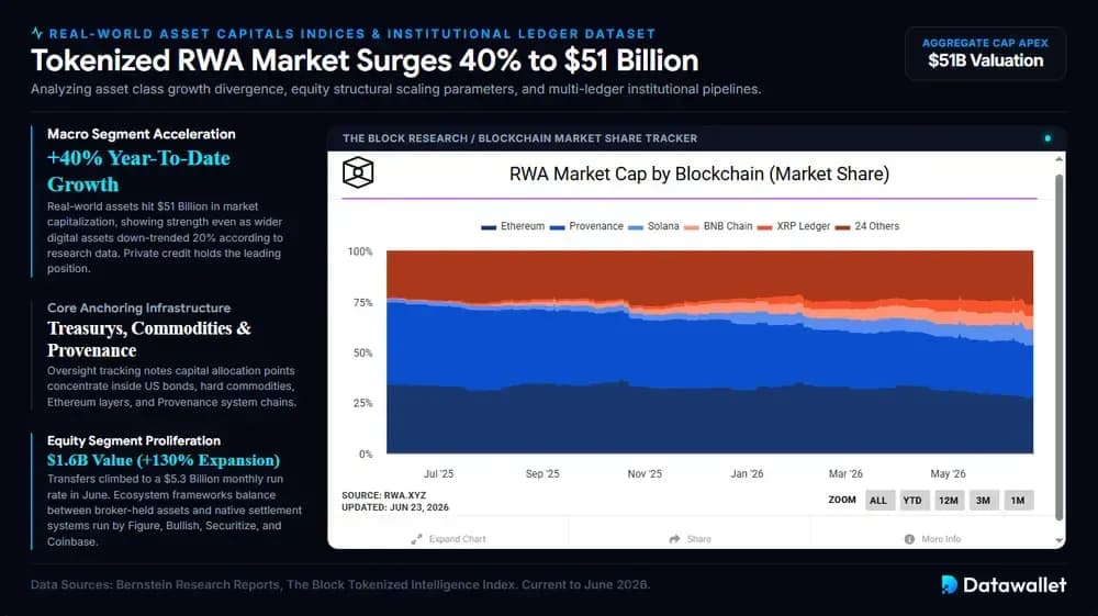 Tokenized RWA Market Surges 40% to $51 Billion