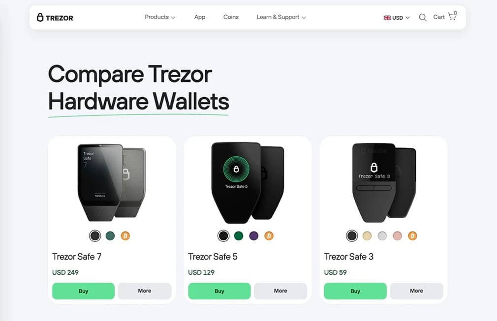Trezor。