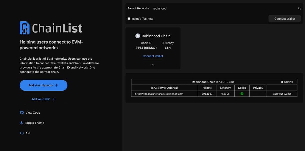 Add Robinhood Chain to MetaMask