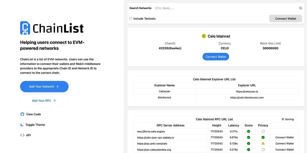 Add Celo to MetaMask