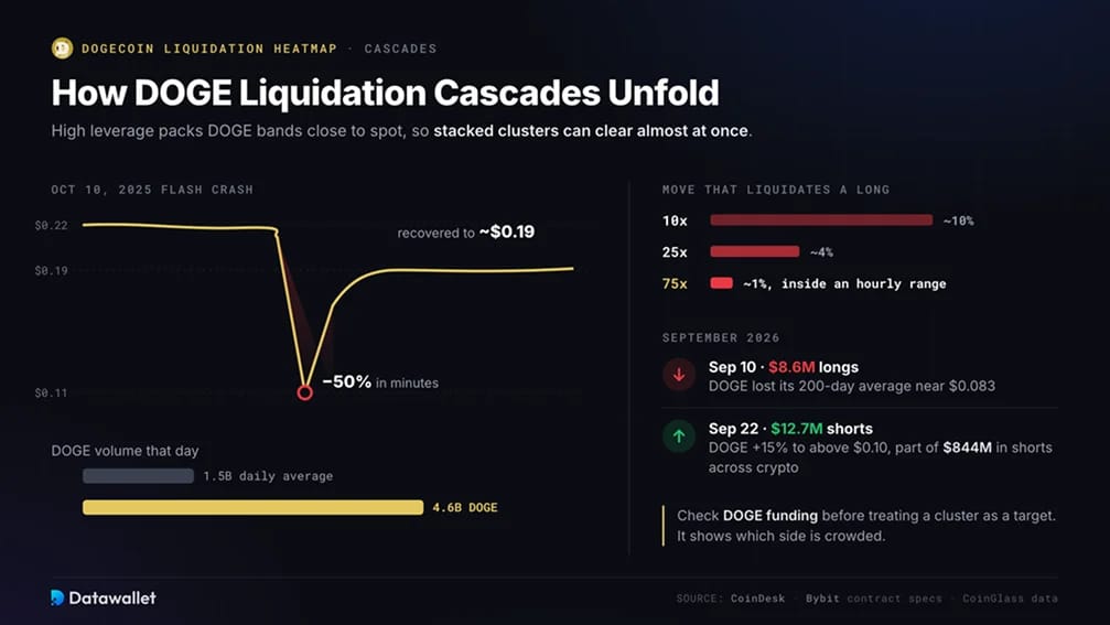 Comment se déroulent les cascades de liquidation du DOGE ?