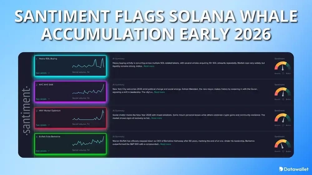 Santiment Flags Solana Whale Accumulation Early 2026