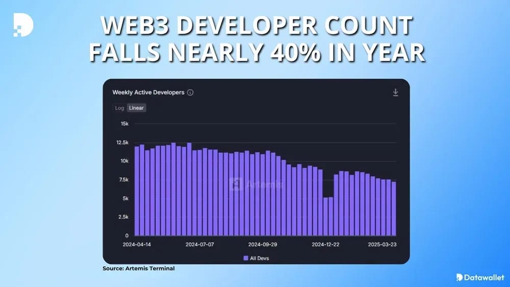 Web3 Developer Count Falls Nearly 40% in Year