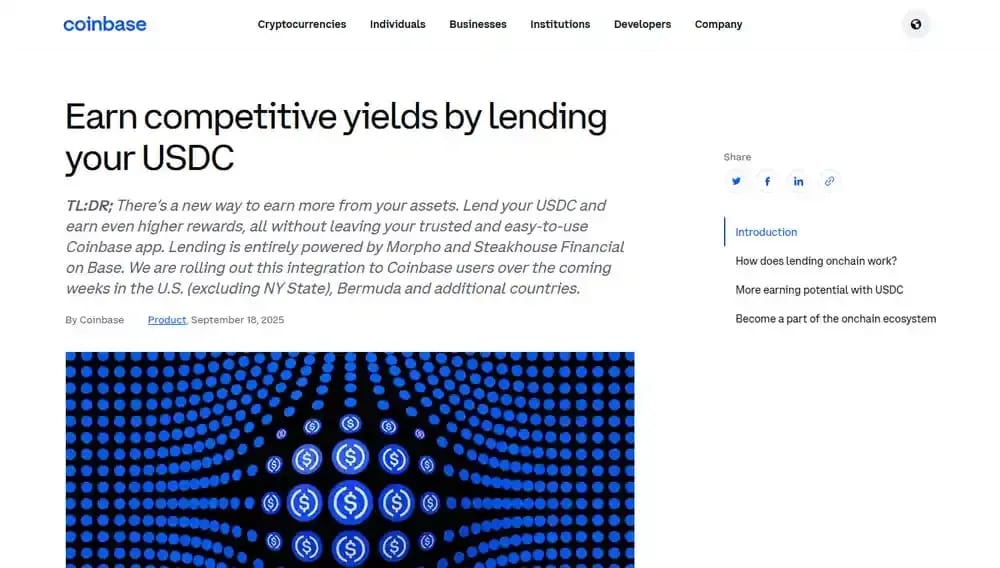 USDC Yield With Coinbase