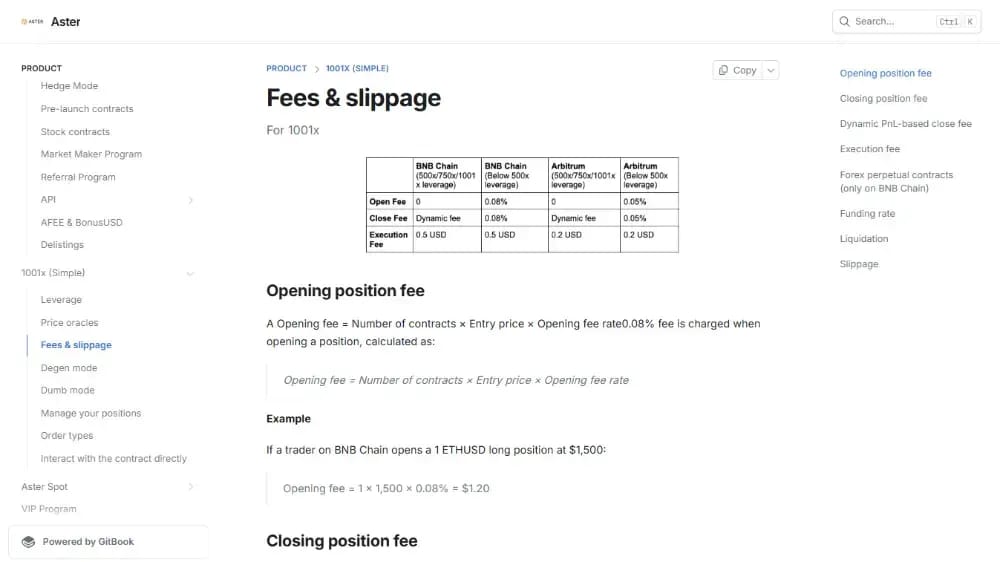 Aster DEX Simpler Mode Fees