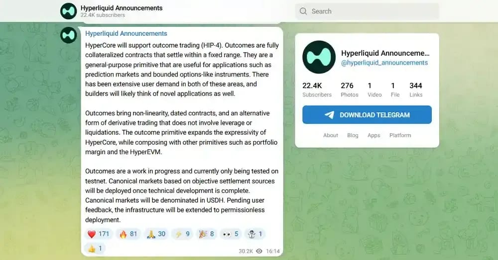 Hyperliquid HIP-4 Announcement