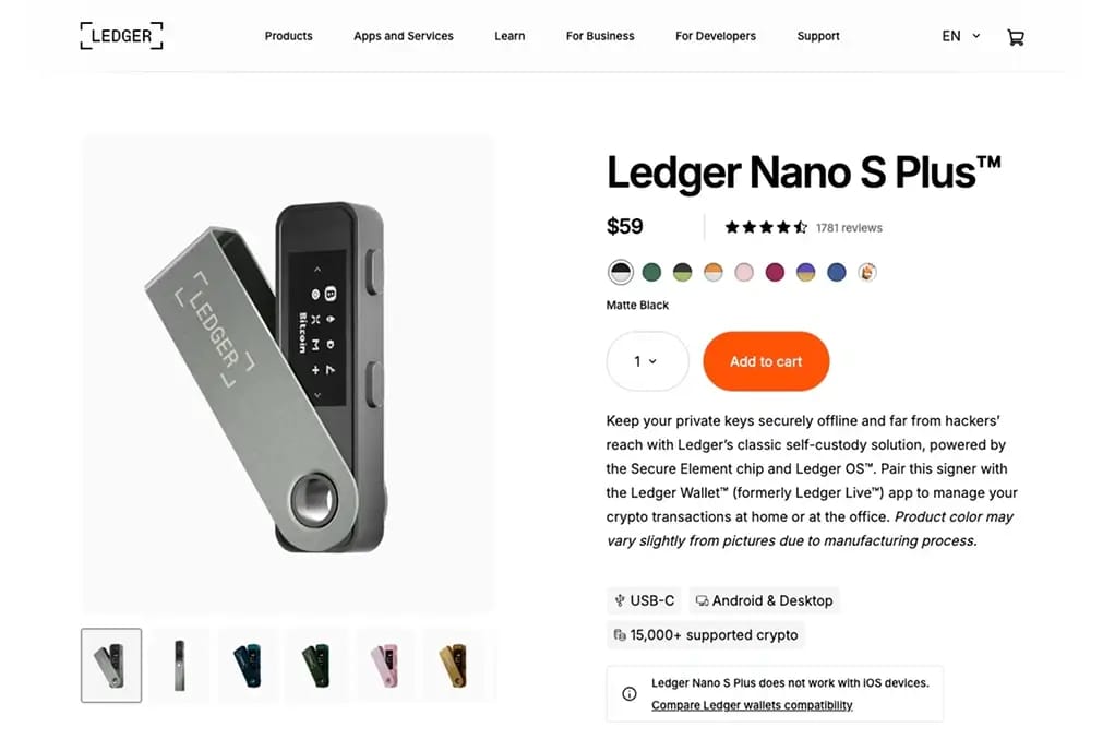 Ledger Nano S Plus.