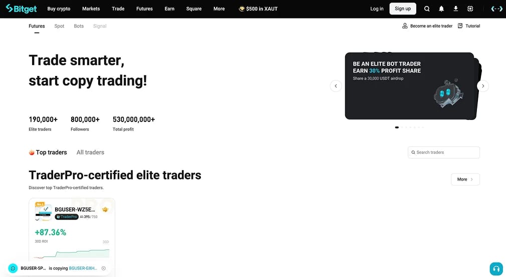 Bitget copy trading.