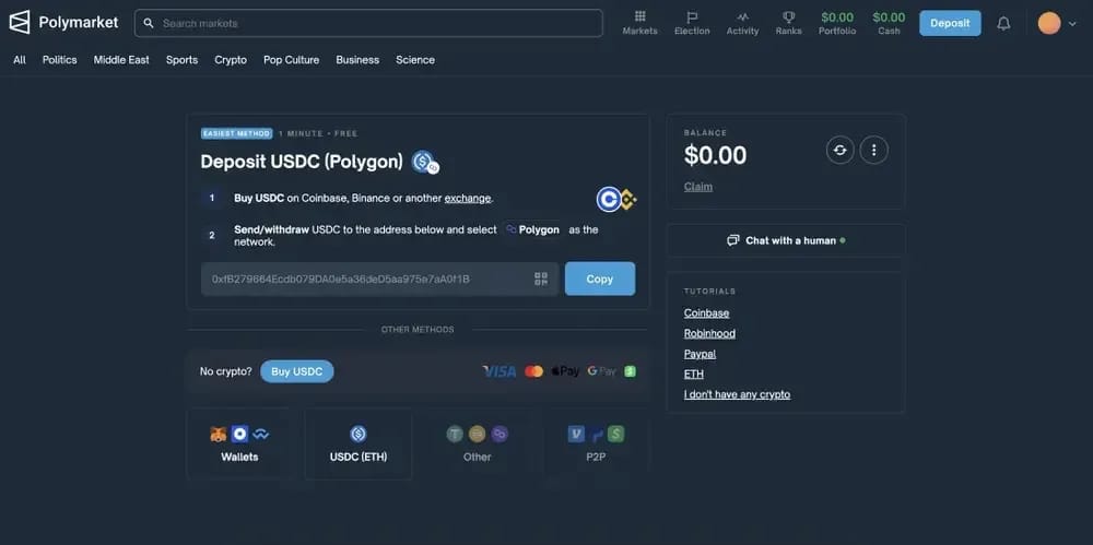 Recargar tu Polymarket