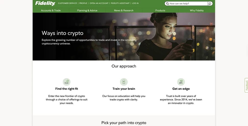 Compra criptomonedas con Fidelity