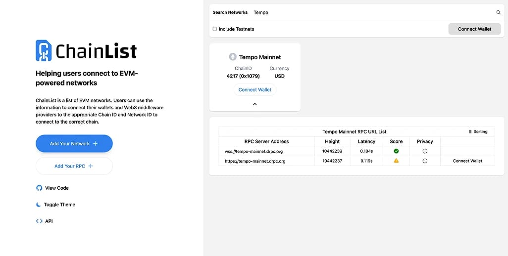 Add Tempo to MetaMask